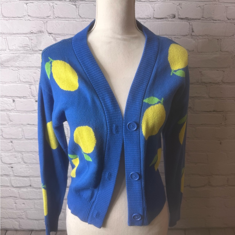 Nikka k Blue Lemon Patterned Women's Sweater size xs - Picture 1 of 10